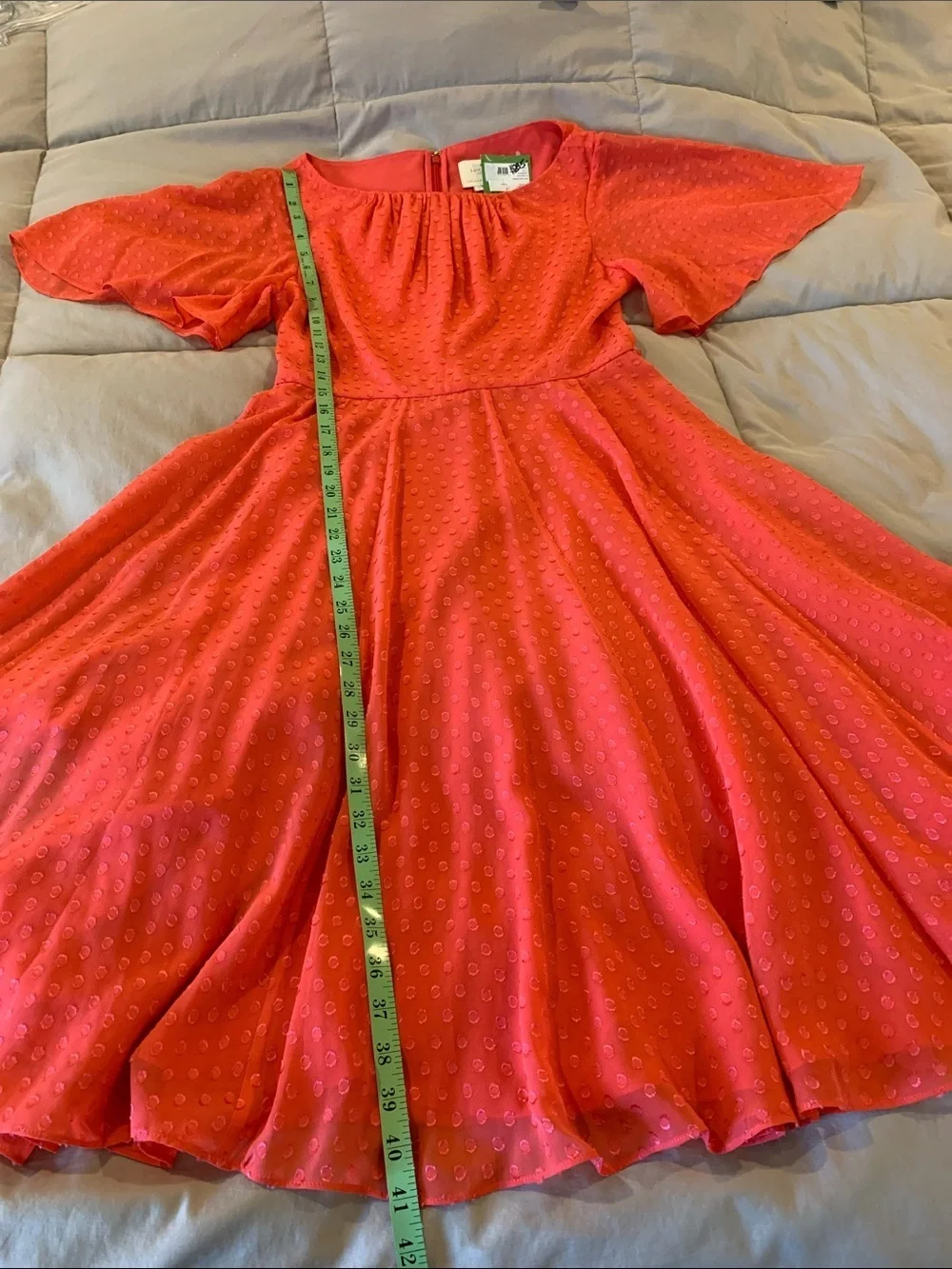 NWT Kate Spade Clipped Chiffon Dress in Paprika(653). Midi Dress with Tie Waist.